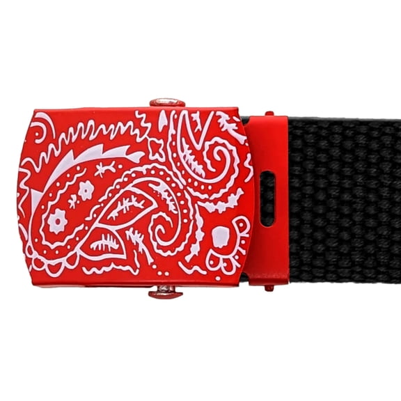 Red White Paisley Style Metal Buckle for Web Belt