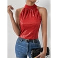 thumbnail image 3 of Halter Neck Sequined Vest Women's Slim-Fit Versatile Top, 3 of 5