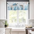 thumbnail image 3 of 3PCS Kitchen Curtains Valance and Tiers Set Semi Sheer Kitchen Curtain Valance Window Retro Summer Ocean Turtle Coral Jellyfish Blue Tier & Valance Set Rod Pocket Valance Curtains, 54"x18"/27.5"x36"x2, 3 of 6
