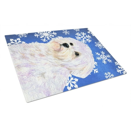 

Caroline s Treasures Maltese Winter Snowflakes Holiday Glass Cutting Board Large