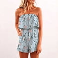 thumbnail image 2 of Shadoumai Jumpsuits for Women Elegant Bandeau Rompers Sleeveless Floral Print Overalls Elestic High Waist Playsuits Ladies Summer Wide Leg Shorts One Piece Beach Coverups Holiday Dress, 2 of 6