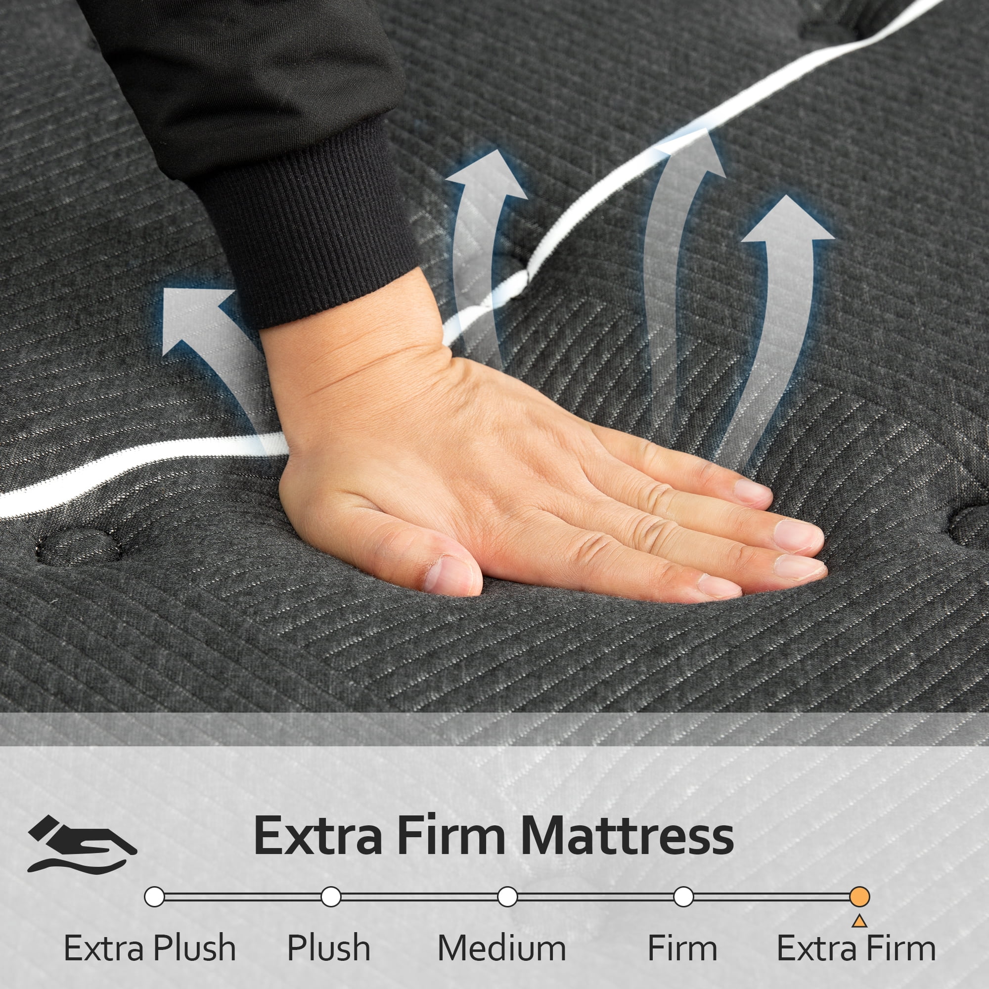 Extra Firm King Mattress, 14 Inch King Size Mattress, Hybrid Mattress in a Box with Foam Encased Edge Line, Firm Edge Support, Cooling Sleep & Pressure Relief, with Motion Isolation