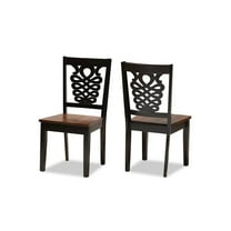 Baxton Studio Gervais Wood Dining Chair in Two-Tone Dark Brown/Walnut (Set of 2)
