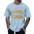 thumbnail image 2 of LpwkSSA Men Casual Round Neck Printing Pullover Fitness Sports Shorts Sleeves T Shirt Blouse Blue L, 2 of 5