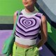 thumbnail image 5 of Púrpura S Chaleco de lana para mujer 2021 Nuevo suéter de cuello redondo sin mangas de amor corrugado de estilo europeo y americano para mujer Top casual para mujer, 5 of 8