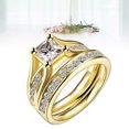 thumbnail image 3 of Golden Couple Ring Set with Unique Style and Attractive Design for Wedding or Engagement Metal Size 7, 3 of 8