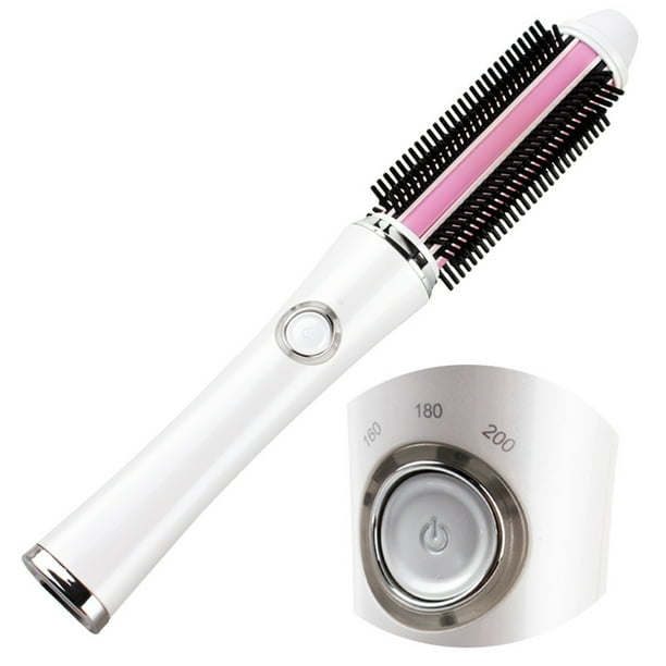 Cepillo rizador inalámbrico, recargable, portátil, redondo y calefactable. Ideal para viajes. Mini cepillo rizador para peinar el cabello.