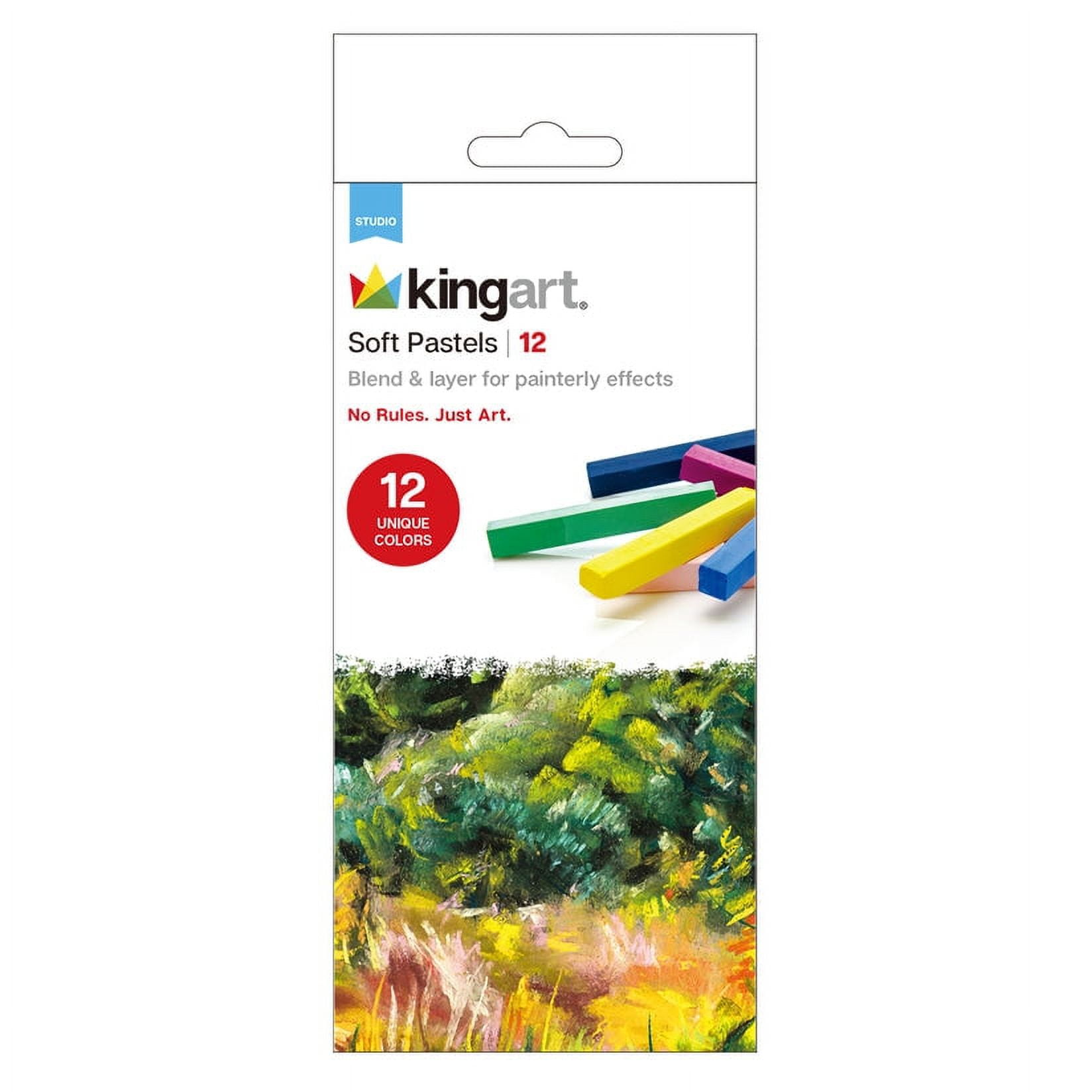 (2 pack) KINGART Soft Pastels Half Stick Set, 12 Vibrant Colors, Art Pastels for Artists
