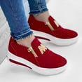 thumbnail image 3 of Dakaela Women's Casual Walking Shoes Leather Slip on Sneakers Platform Tennis Work Loafers Red 8.5, 3 of 5