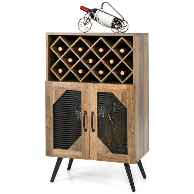 Costway Buffet-Bar de Cuisine à 2 Portes avec Casier à Vin et Porte-Verres
