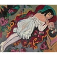 thumbnail image 2 of Ernst Ludwig Kirchner 14x12 Black Ornate Wood Framed Double Matted Museum Art Print Titled: Girl in White&nbsp;Chemise (1914), 2 of 5