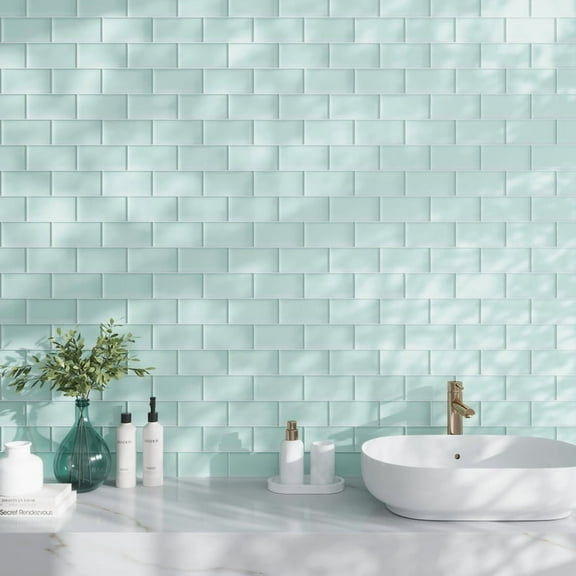 40 pack Blizzard Blue 3 in. x 6 in. Matte Finished Glass Subway Wall Tile (5 sq. ft./Case)