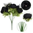 thumbnail image 3 of Ramo de flores artificiales con forma de peonía de seda, color negro (1 unidad), 3 of 4