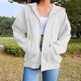 thumbnail image 6 of LIIPEE Womens Zip Up Hoodie Long Sleeve Solid Color Hooded Sweatshirt With Pockets Ladies Comfortable Breathable Everyday Sweatshirts,S, 6 of 7