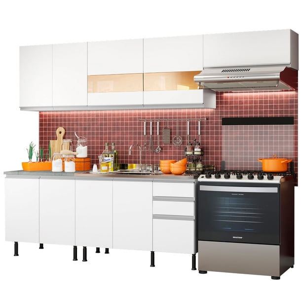 Madesa Gabinete De Cocina Completa Con Armario Y Encimera Sin Encimera y Tarja Marcela Blanca