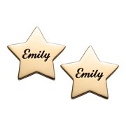 Personalized Women's Sterling Silver or Gold over Silver Star Stud Earrings