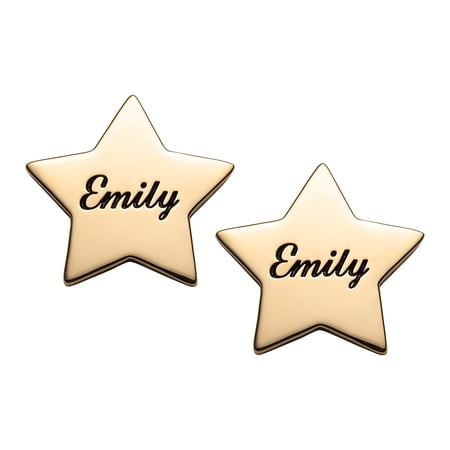 Personalized Women's Sterling Silver or Gold over Silver Star Stud Earrings