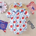 thumbnail image 4 of Baby Girl Rompers Girls Short Sleeve Independence Day 4Th of July Prints Romper Bodysuits Baby Romper Blue 0 Months-3 Months, 4 of 6