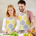 thumbnail image 2 of Yellow and Gray Geometric Quatrefoil Apron-Garden Aprons for Women with Pockets-Cotton Linen Waterproof Kitchen Cooking Gardening Aprons Adjustable for Kitchen,Cooking,BBQ and Salon 33x27 Inch, 2 of 5