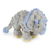 goDog Dinos Frills with Chew Guard Technology Durable Plush Squeaker Dog Toy, Small, Gray