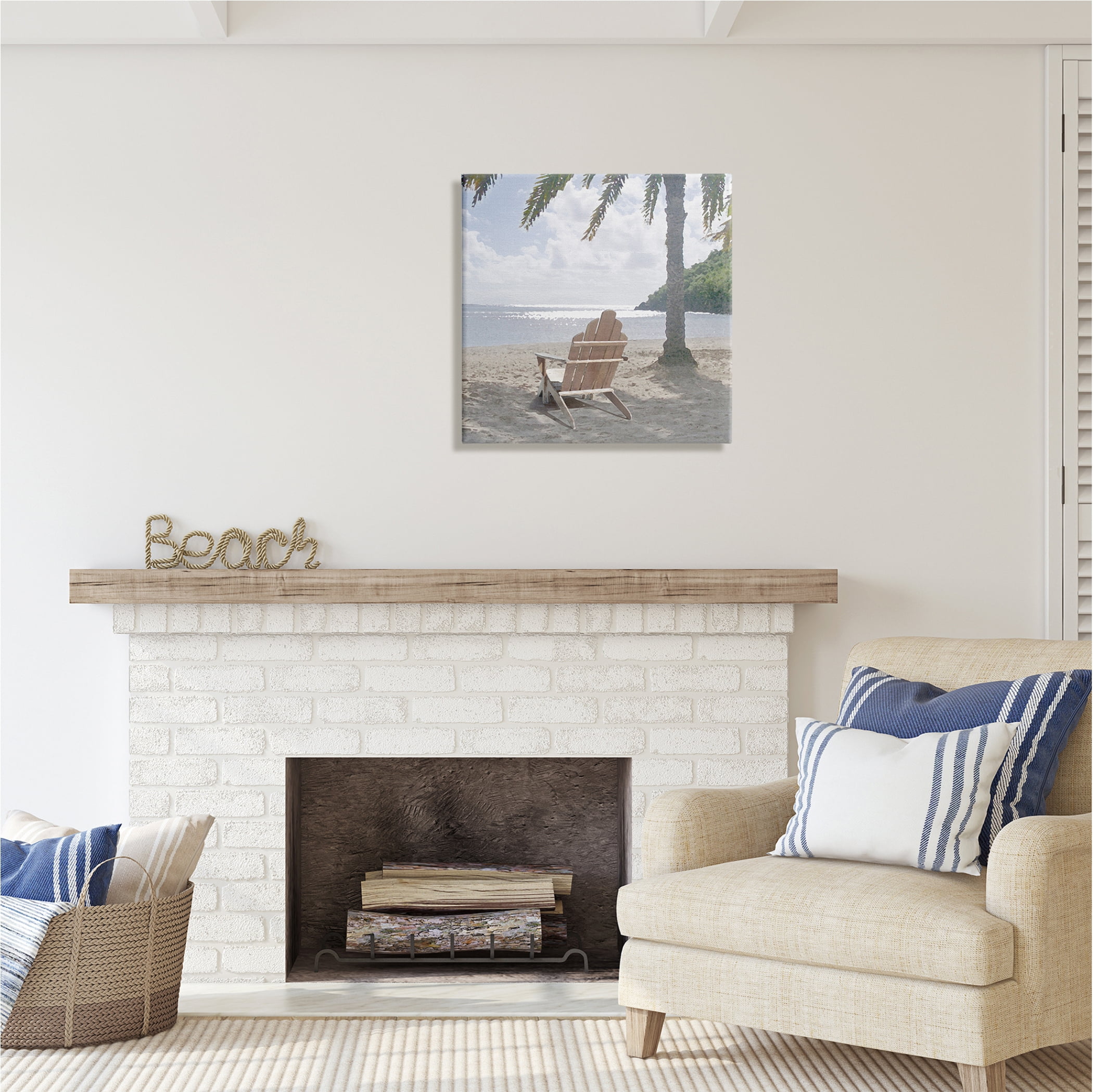 Stupell Industries Tropical Beach Shoreline Nature Painting Gallery Wrapped Canvas Print Wall Art, 24 x 24