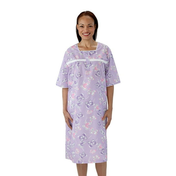 Silvert's Women Open Back Hospital Gown, XL, Lilac Butterfly