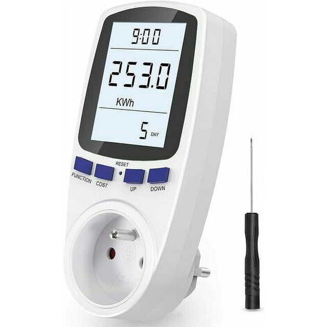 Toma de corriente para vatímetro, medidor de energía de 185 V ~ 264 V, medidor de consumo de energía, toma de corriente para monitor de uso de electricidad con pantalla LCD