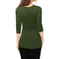 thumbnail image 5 of Top acanalado Allegra K con botones y mangas largas Cuello vuelto para mujer Verde S, 5 of 5