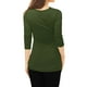 thumbnail image 5 of Top acanalado Allegra K con botones y mangas largas Cuello vuelto para mujer Verde S, 5 of 5