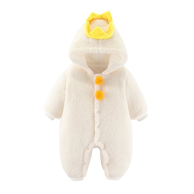 Gibobby Chamarra de manga larga para bebéde dibujos animados con capucha de invierno de manga larga para niños y niñas, abrigo de lana para recién nacido(Blanco, 9-12 Meses)