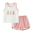 thumbnail image 2 of 6M-4Y Infant Baby Outfit Set Fashion Kids Clothes Girls Cute Sleeveless Vest Shorts Cartoons Print Casual Suit Shorts 2 Piece Boys Outfit Set, 2 of 6