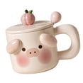 thumbnail image 2 of Cute Mugs, Cute Lovely Animal Shape Cartoon Cute Mug Ceramic Coffee Mug With Lid With Spoon Lid for Office School, 2 of 8