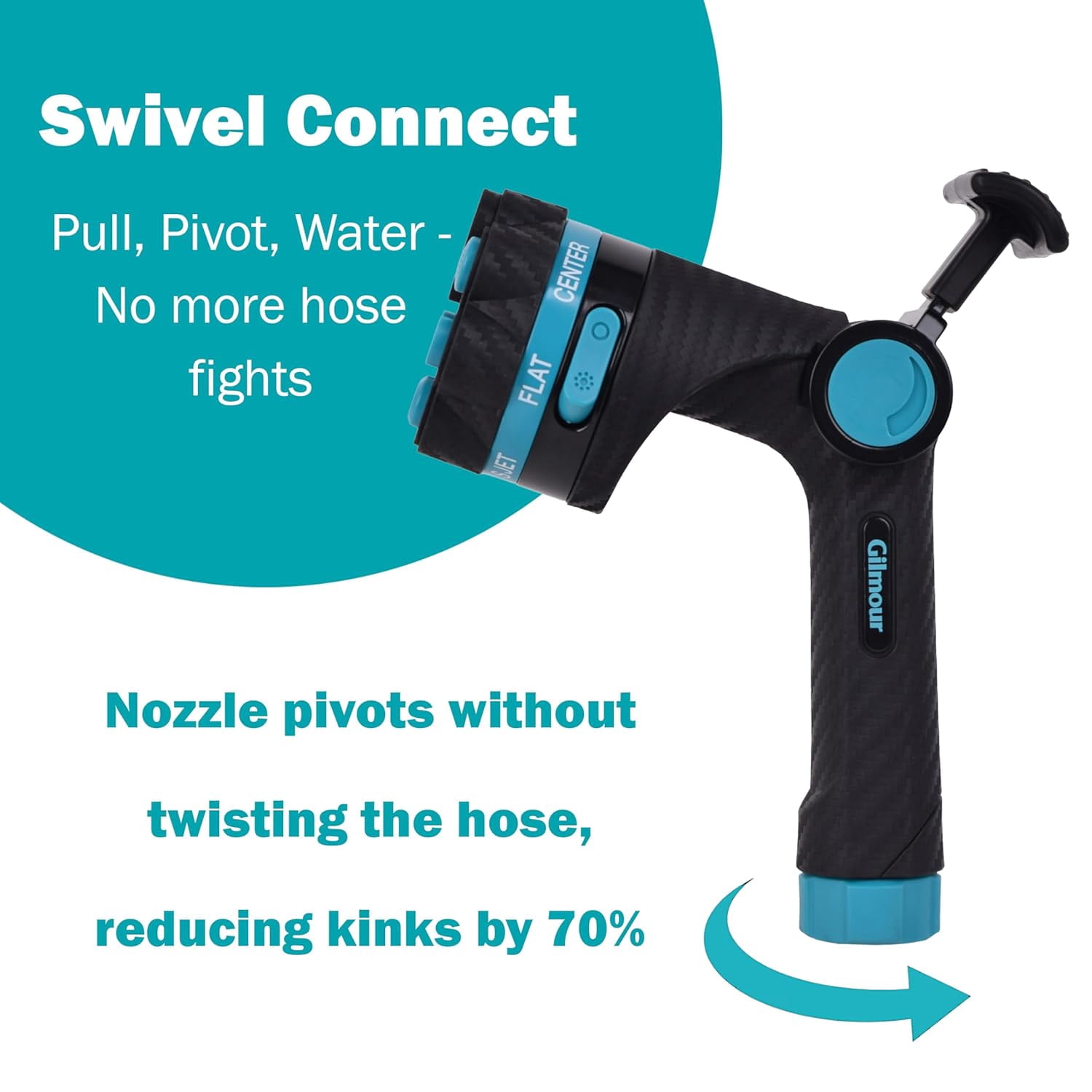 FANHAO Heavy Duty Graphite Fireman Garden Hose Nozzle with 8 Pre-set Spray Patterns and Swivel Connect