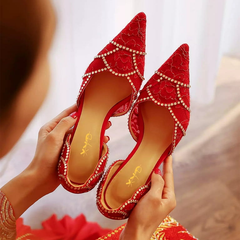 Wedding Shoes Orange Mid Heel Shoes Orange Glitter Heels, Copper