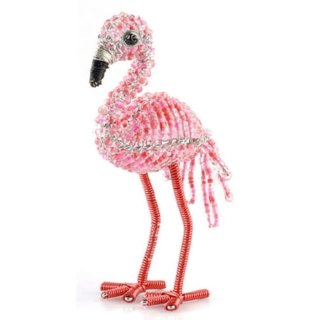 Tropical Minimal Pink Flamingo Beaded Wire Sculpture - Walmart.com