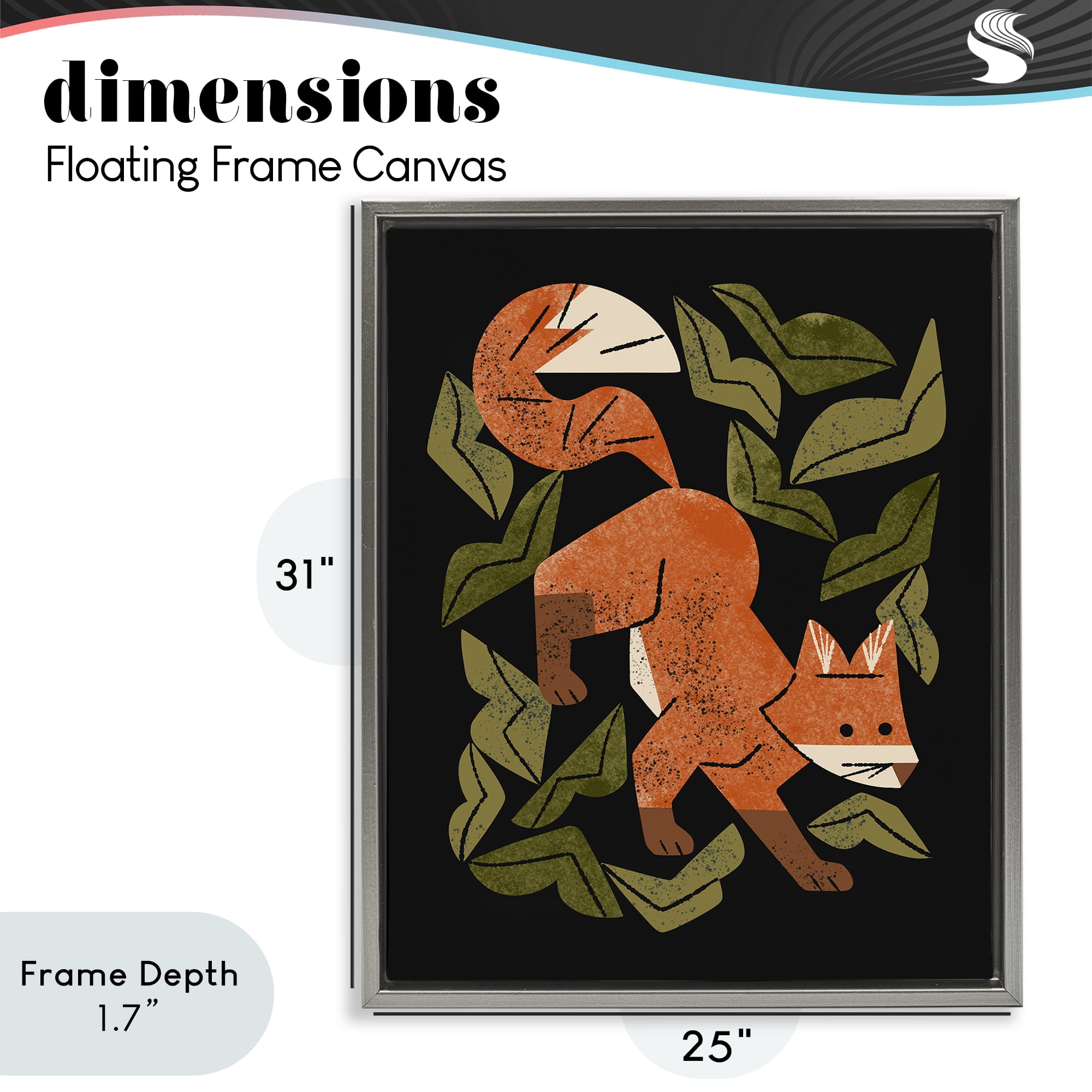 Stupell Industries Fox In The Brush Gray Framed Floater Canvas Wall Art, design by Renea L. Thull