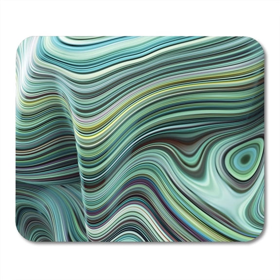 SIDONKU Fun Landscape 3D Blue Green Abstract Wavy Lines Optical Artistic Graphic Geometric Mousepad Mouse Pad Mouse Mat 9x10 inch