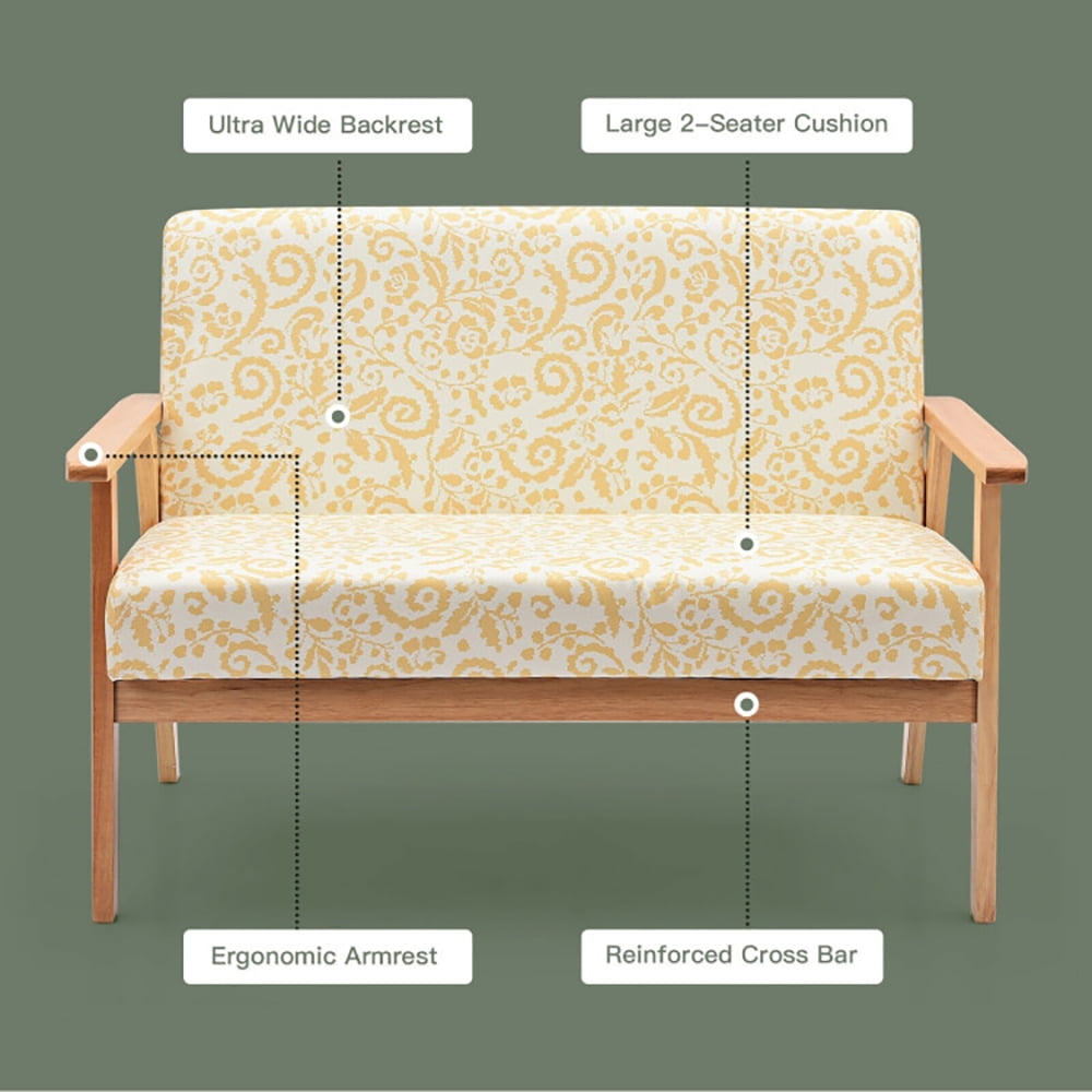 Finihen Loveseat Sofa, 2 Seater Cushioned Couch for Small Spaces, Modern Fabric Loveseat Sofa Couch Upholstered 2-Seat Armchair, for Living Room, Bedroom, 2 seat, Yellow Finihen Loveseat Sofa, 2 Seater Cushioned Couch for Small Spaces, Modern Fabric Loveseat Sofa Couch Upholstered 2-Seat Armchair, for Living Room, Bedroom, 2 seat, Yellow
