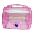thumbnail image 4 of Handled Storage Box Sewing Box Organizer with Handle Hair Accessory Storage Case Clear and Pink, 4 of 8
