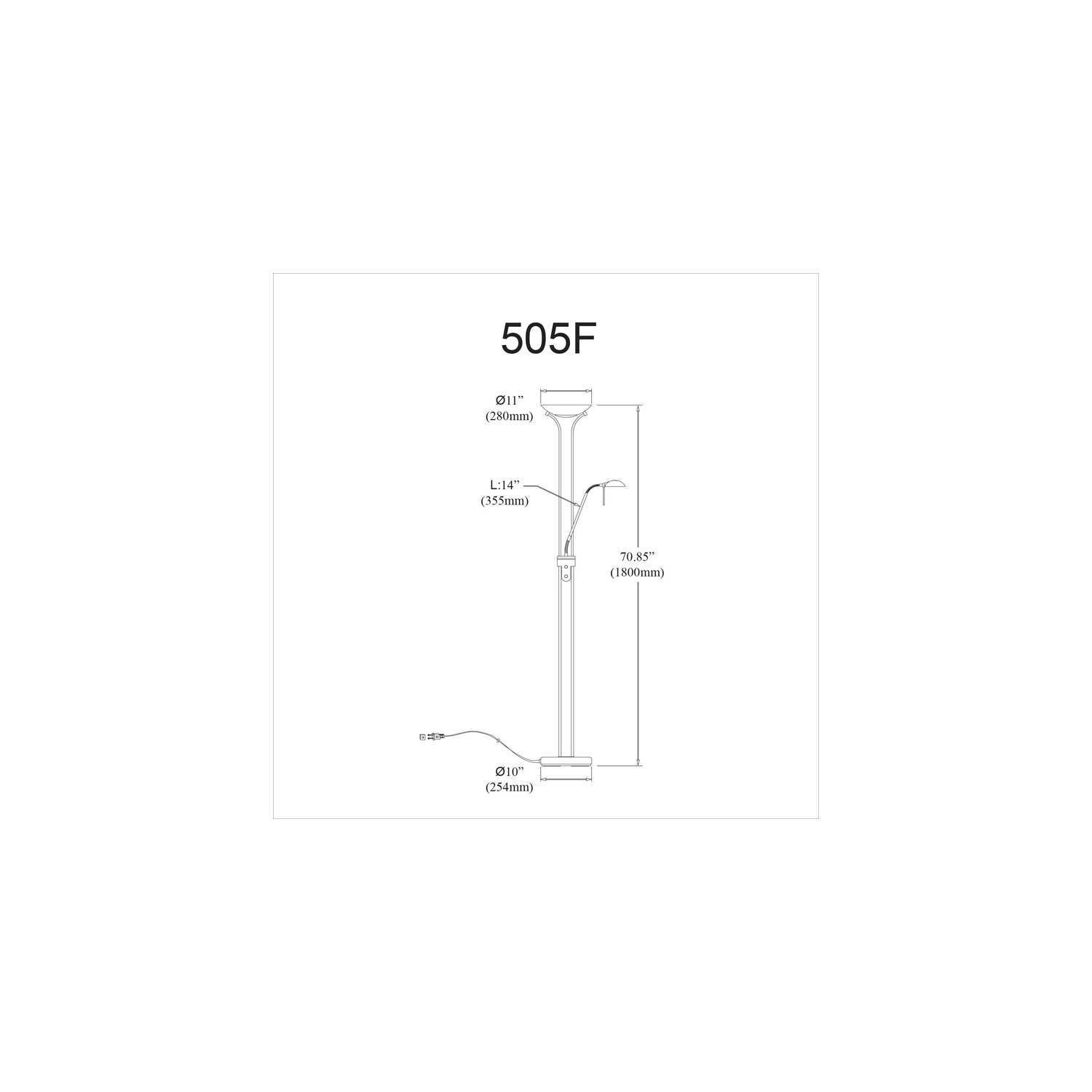Modern Floor Lamp - Dimmable Metal Standing Lamp for Living Room, Bedroom, Office - Satin Chrome Finish