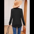 thumbnail image 4 of Camisas de Larga para Mujer, Otoño 2025, Blusas Elegantes Informales Tipo Henley, Blusas Modernas, Camisetas Bonitas, Conjuntos, Ropa. Negro M, 4 of 10