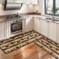 thumbnail image 3 of Kitchen Rugs Sets Of 2,Beige Stripe Sunflower Pattern Anti Fatigue Kitchen Mat Rugs Non Slip Washable,Decorative Kitchen Floor Mats for Kitchen,Sink,Laundry,17"x47"+17"x47", 3 of 5