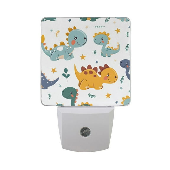 Cute Dinosaur Leaf Star Night Light 2 Pack LED Nightlight Plug into Wall Dusk to Dawn Sensor Soft White