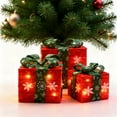 thumbnail image 7 of Set of 3 Red Lighted Box, Iron, Festive Boxes LED light Remote Switch, Detachable Bows & Sparkling Crystals,Battery-powered Indoor Outdoor Present Boxes for Yard, Home, 7 of 7
