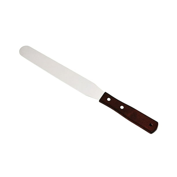Espátula para glaseado de acero inoxidable, mango de madera, diseño offset, para tartas/pasteles