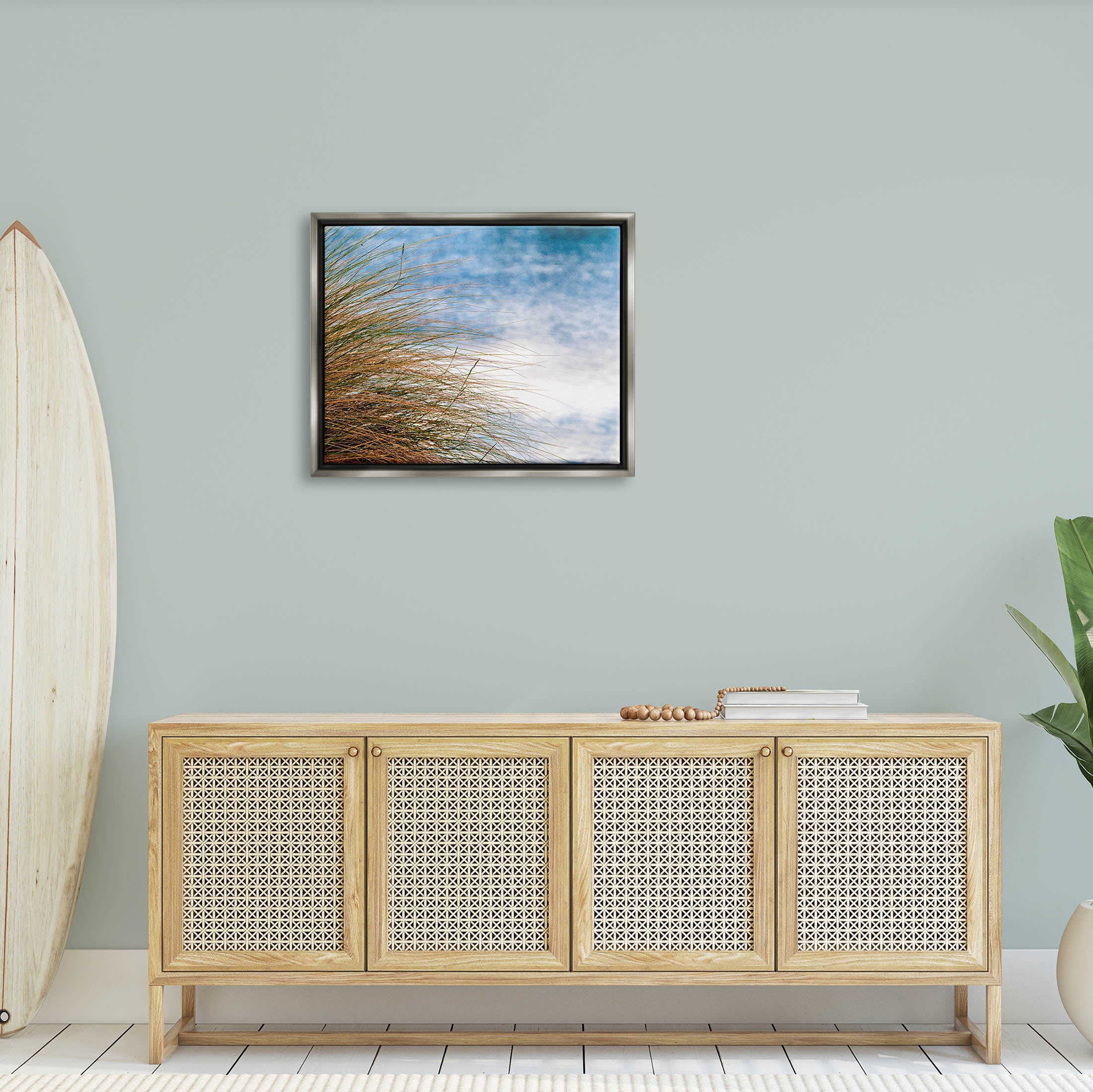 Stupell Industries Summer Beach Reed Grass Photography Photograph Luster Gray Floating Framed Canvas Print Wall Art, Design by Mary Lou Photography