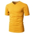 thumbnail image 2 of H2H Mens Contrast Color Crew Neck Casual T-Shirt Top MUSTARD US L/Asia XL (CMTTS0197), 2 of 6