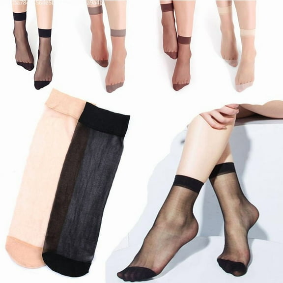 Mchoice 10 Pairs Sheer Ankle Socks Thin Nylon Transparent Ankle High Hosiery Socks Short Dress Stockings for Women Girls