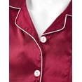 thumbnail image 7 of YONGHS Women Men Satin Pajamas Set Short Sleeve Nightshirt Top with Shorts Sleepwear Loungewear Burgundy M, 7 of 7