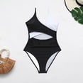 thumbnail image 4 of Yajing Women with Pad Without Support Cutout High Waist Color Strap Bikini Black Xxl Tummy Control Swimsuits for Women, 4 of 9